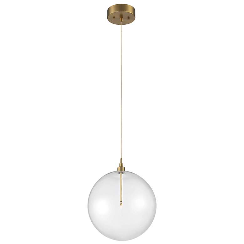 Image 4 Meridian 12"W Natural Brass LED Mini Pendant w/ Clear Glass more views