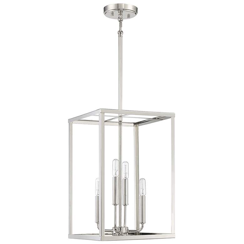 Image 1 Meridian 12"W Polished Nickel 4-Light Mini Lantern Pendant