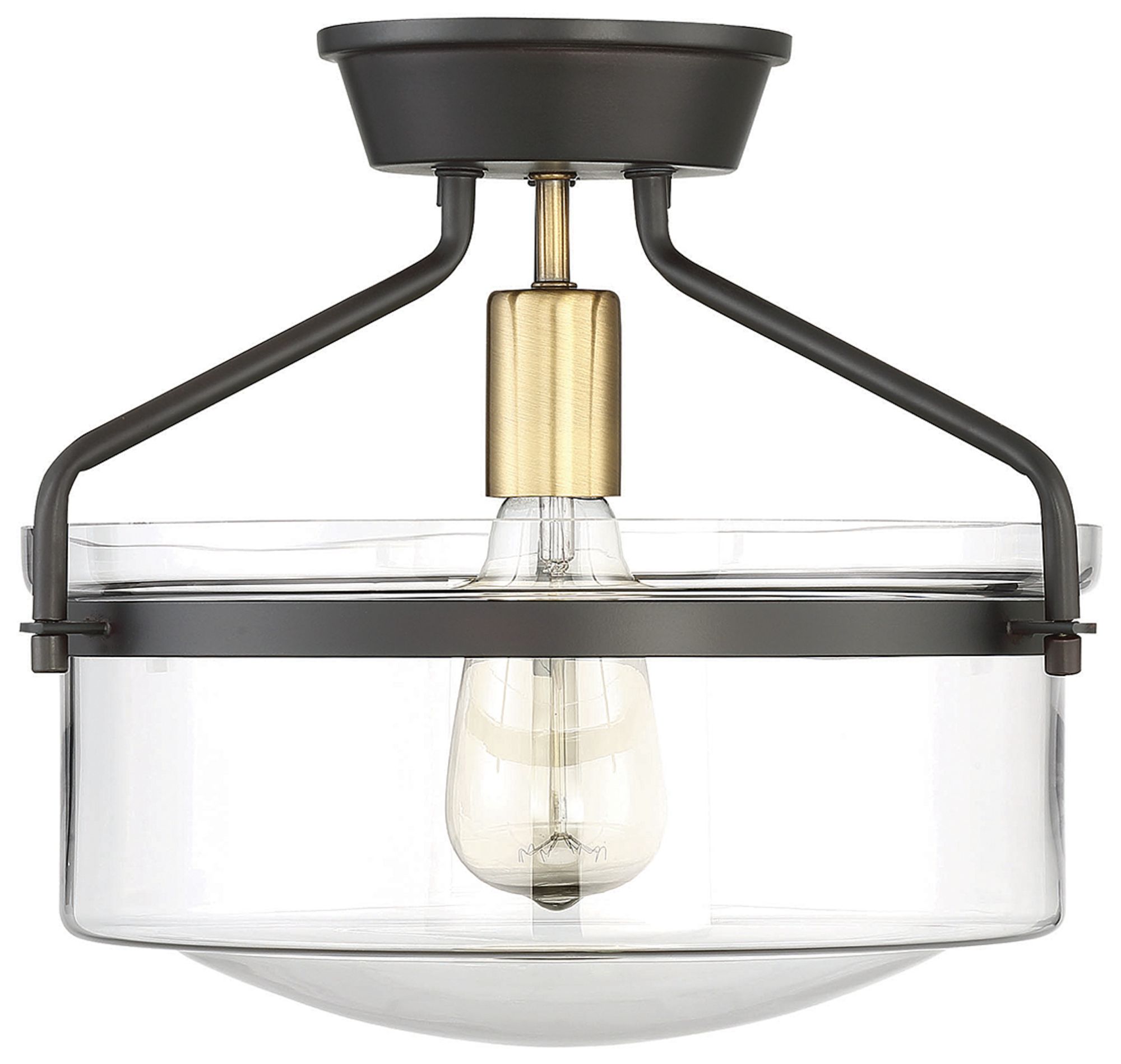 Thumbnail2 of Meridian 13 1/4"W Oil-Rubbed Bronze and Brass Ceiling Light more views