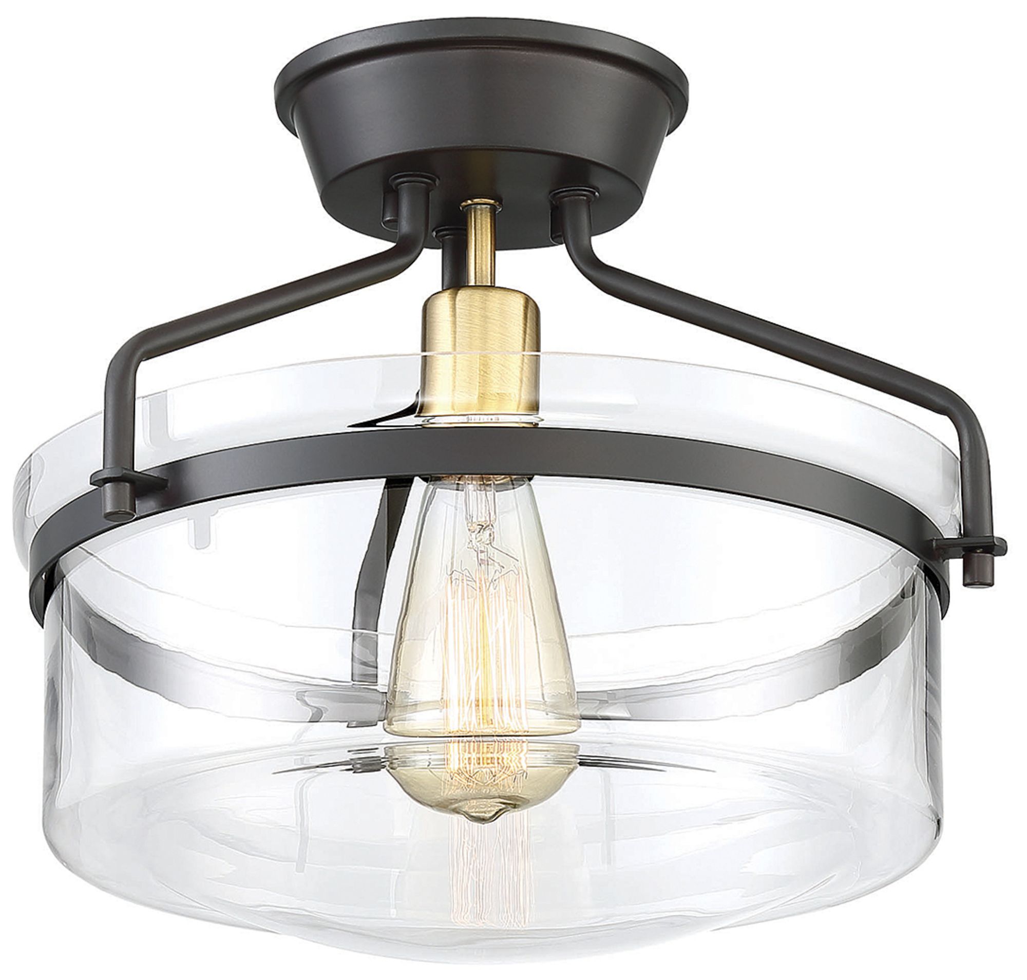 Thumbnail4 of Meridian 13 1/4"W Oil-Rubbed Bronze and Brass Ceiling Light more views