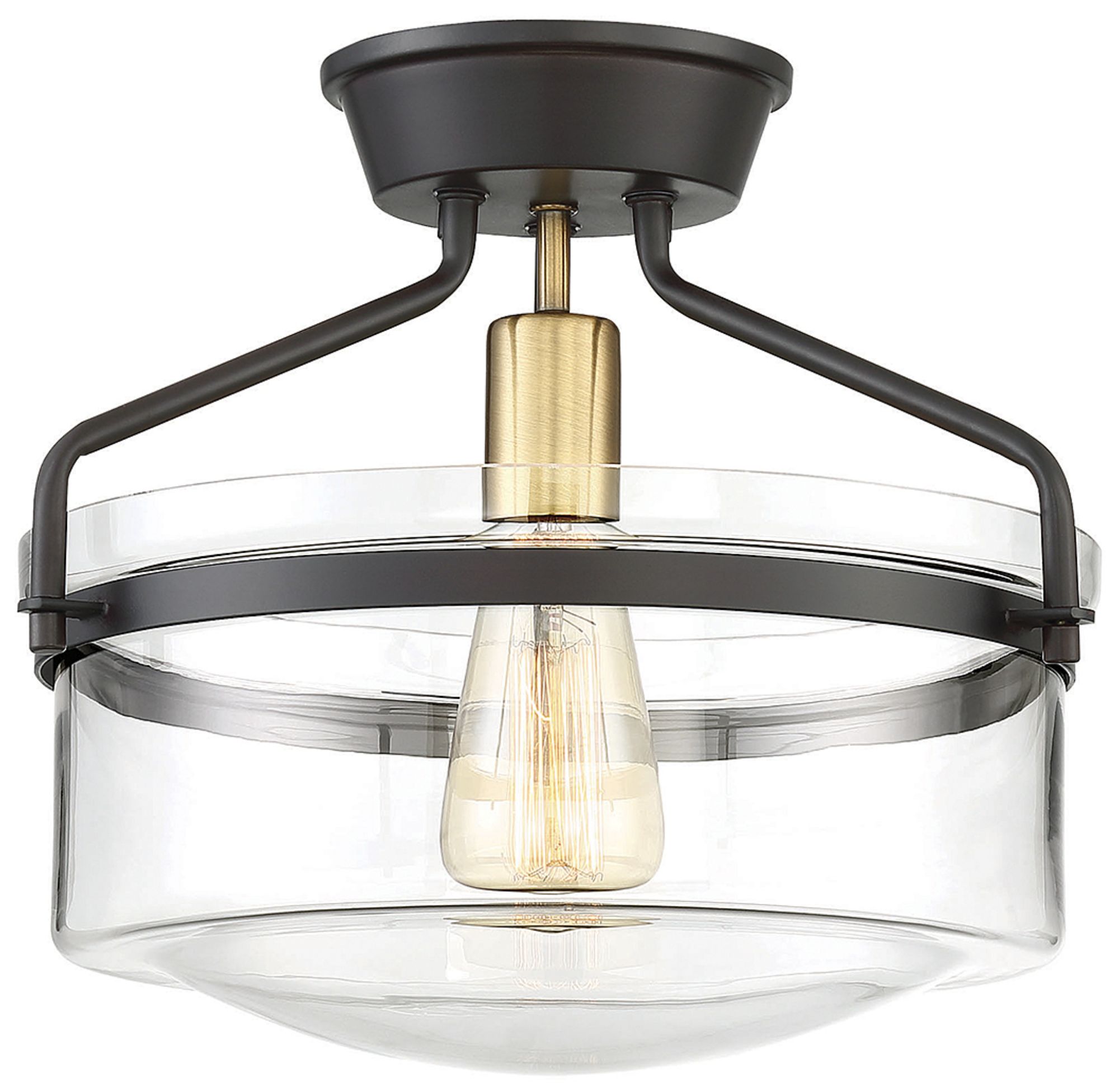 Meridian 13 1/4"W Oil-Rubbed Bronze and Brass Ceiling Light