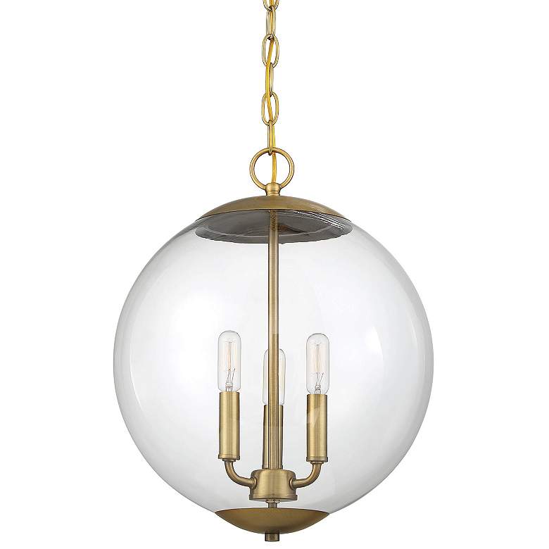 Image 1 Meridian 13 3/4" Wide Natural Brass 3-Light Pendant