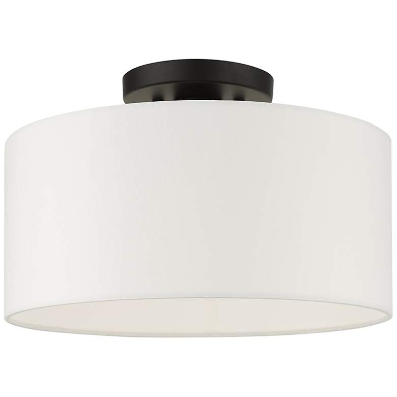 Image 3 Meridian 13" Wide Black Steel Drum Ceiling Light