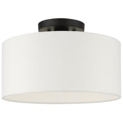 Meridian 13" Wide Black Steel Drum Ceiling Light