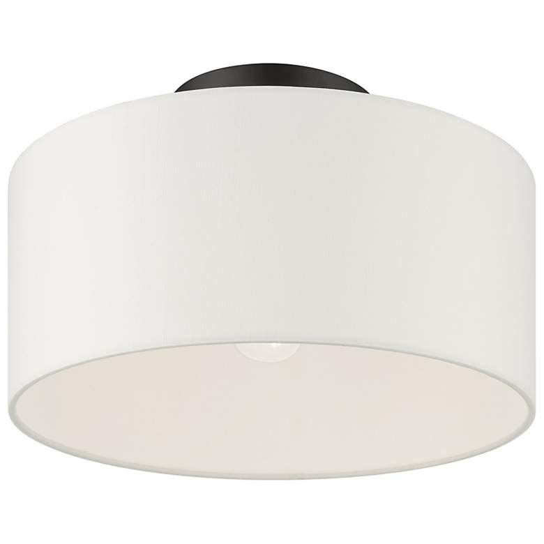 Image 5 Meridian 13" Wide Black Steel Drum Ceiling Light more views