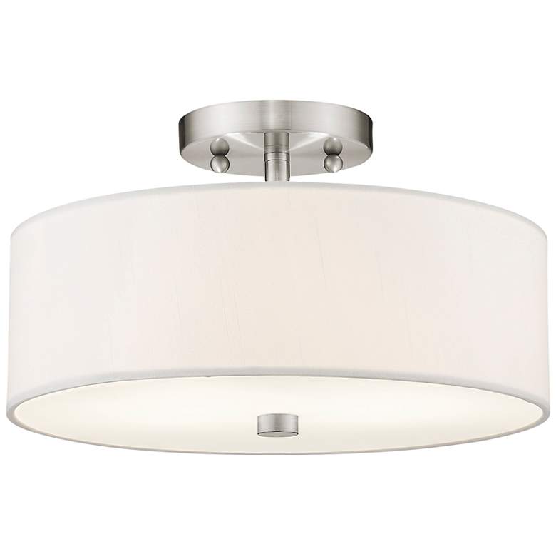 Image 3 Meridian 13" Wide Brushed Nickel Drum Ceiling Light