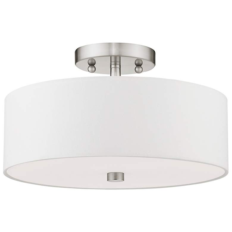 Image 5 Meridian 13" Wide Brushed Nickel Drum Ceiling Light more views
