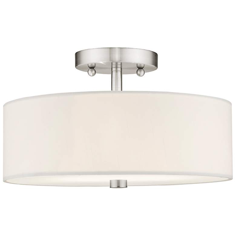 Image 6 Meridian 13" Wide Brushed Nickel Drum Ceiling Light more views