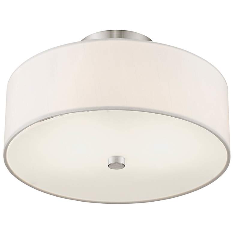 Image 7 Meridian 13" Wide Brushed Nickel Drum Ceiling Light more views