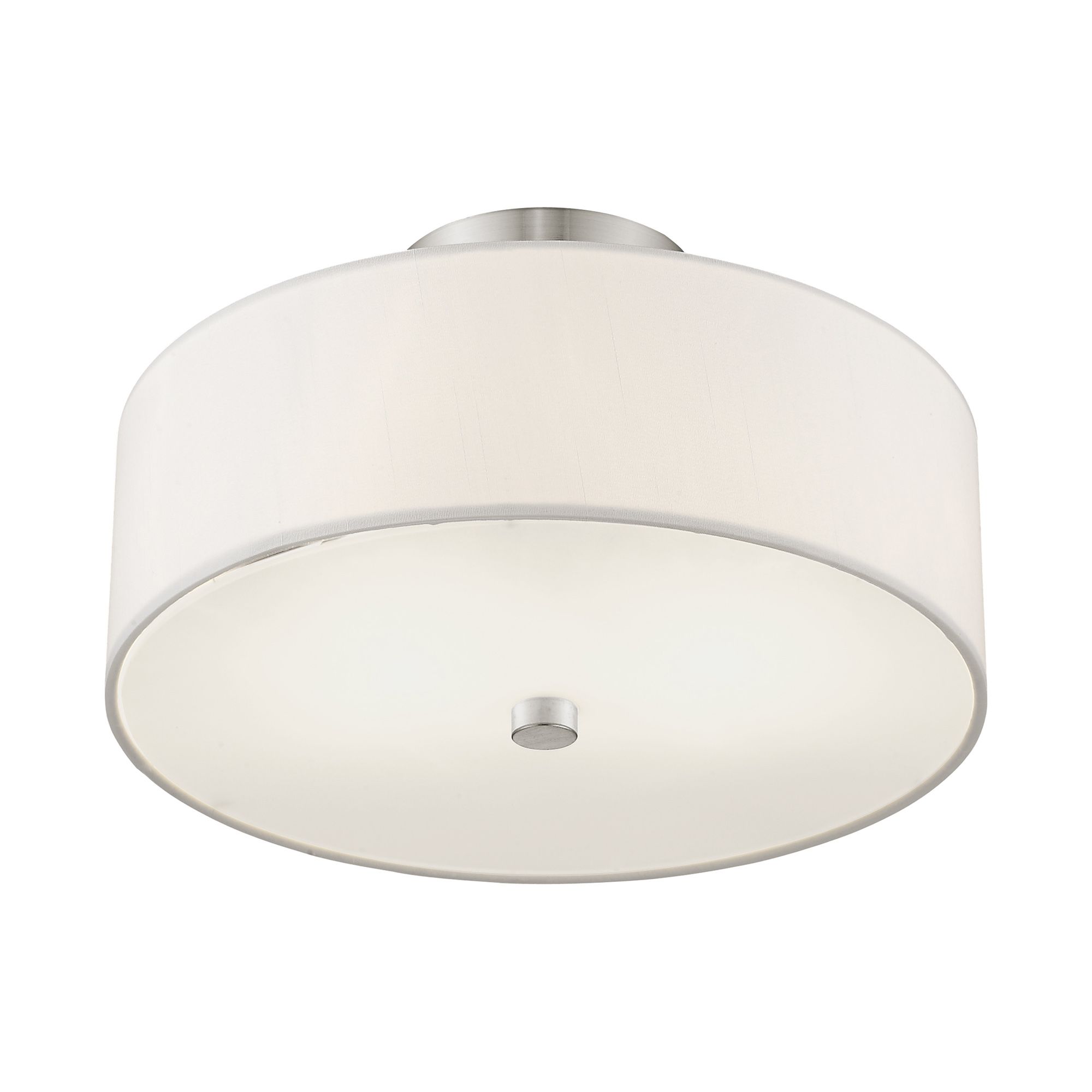 Meridian 13" Wide Brushed Nickel Drum Ceiling Light in scene