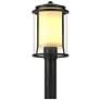 Meridian 14.4"H Black Outdoor Post Light w/ Opal and Seeded Glass Shad