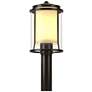 Meridian 14.4"H Oiled Bronze Outdoor Post Light w/ Opal and Seeded Sha