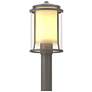 Meridian 14.4"H Steel Outdoor Post Light w/ Opal and Seeded Glass Shad