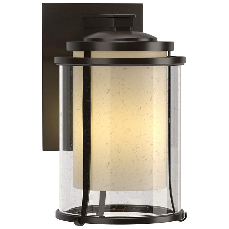 Image 1 Meridian 15.7"H Large Oiled Bronze Outdoor Sconce w/ Opal and Seeded S