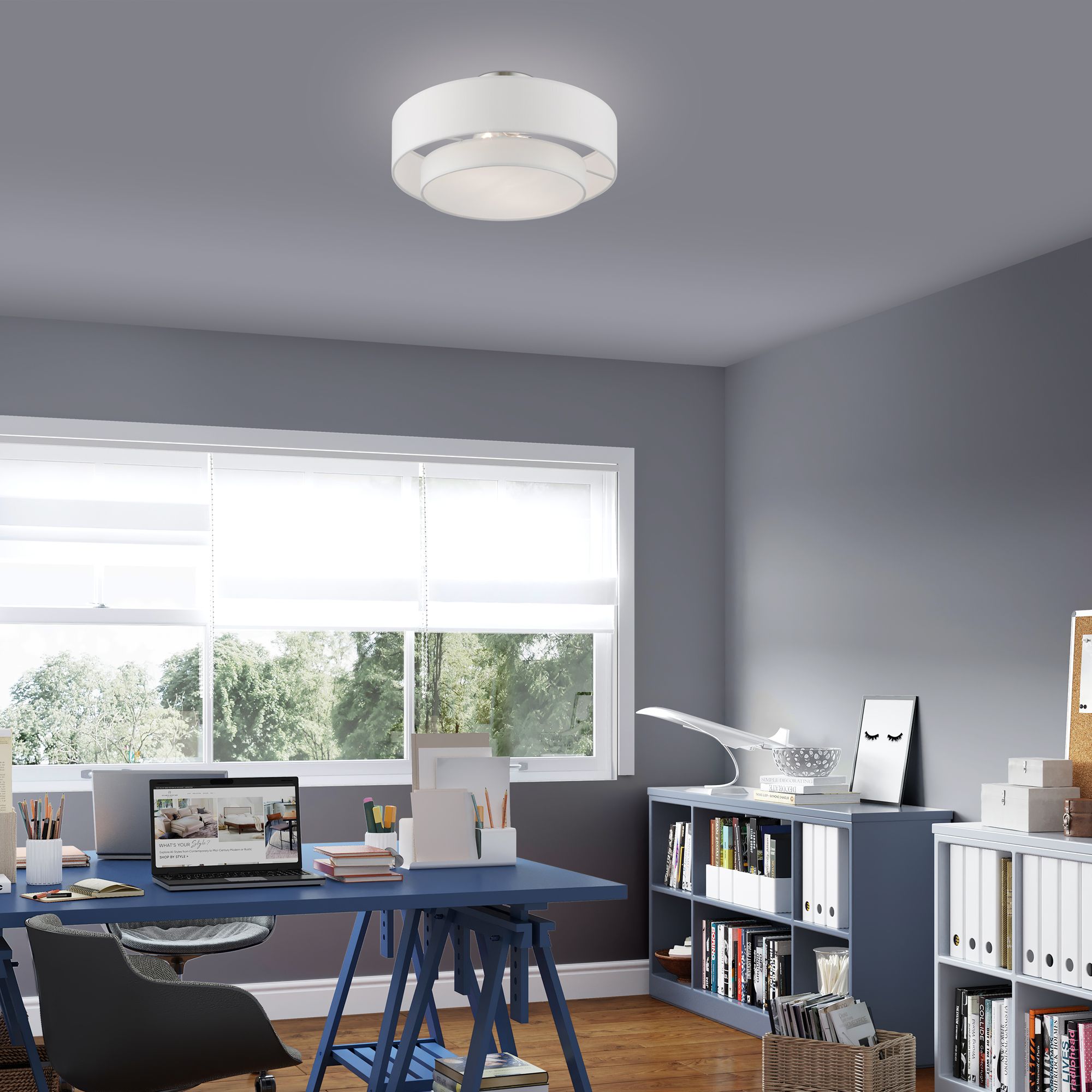 Meridian 15" Wide Brushed Nickel Ceiling Light