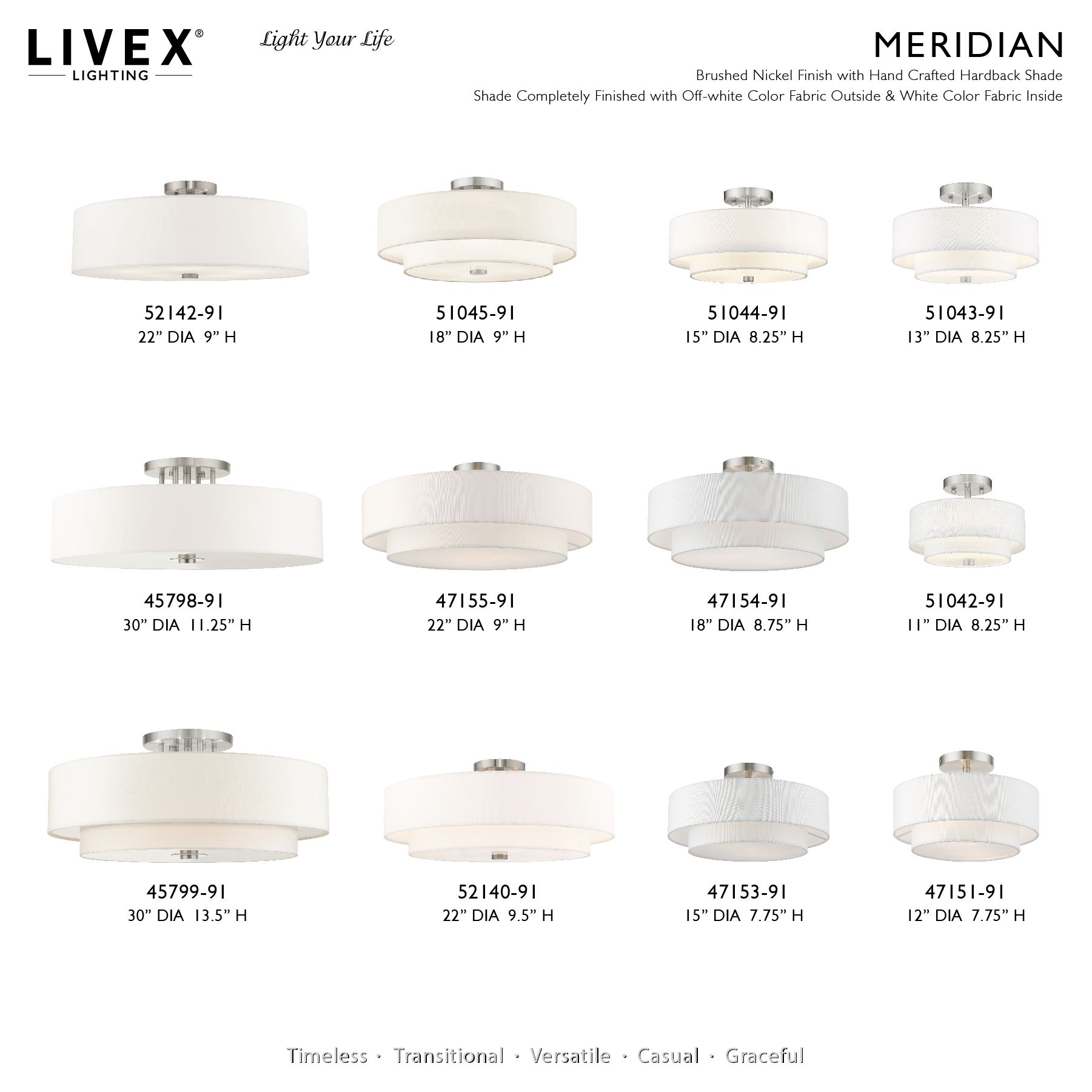 Meridian 15" Wide Brushed Nickel Ceiling Light