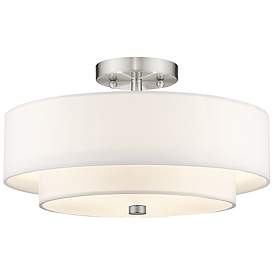 Image3 of Meridian 15" Wide Brushed Nickel Double Drum Ceiling Light