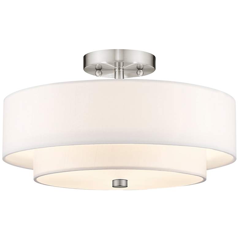 Image 3 Meridian 15" Wide Brushed Nickel Double Drum Ceiling Light