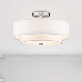 Image2 of Meridian 15" Wide Brushed Nickel Double Drum Ceiling Light
