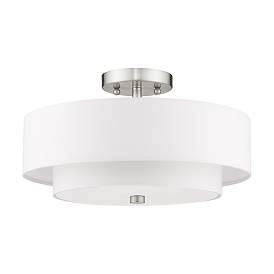 Image4 of Meridian 15" Wide Brushed Nickel Double Drum Ceiling Light more views