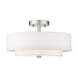 Image5 of Meridian 15" Wide Brushed Nickel Double Drum Ceiling Light more views