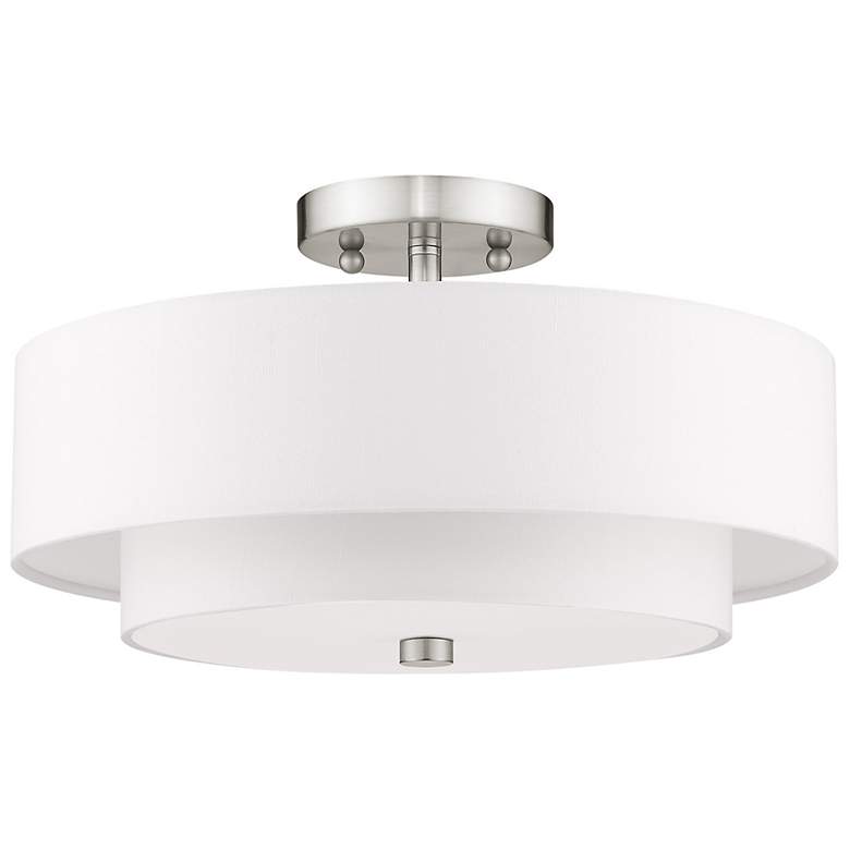 Image 5 Meridian 15" Wide Brushed Nickel Double Drum Ceiling Light more views
