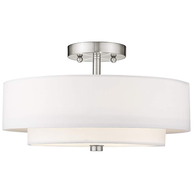 Image 6 Meridian 15" Wide Brushed Nickel Double Drum Ceiling Light more views