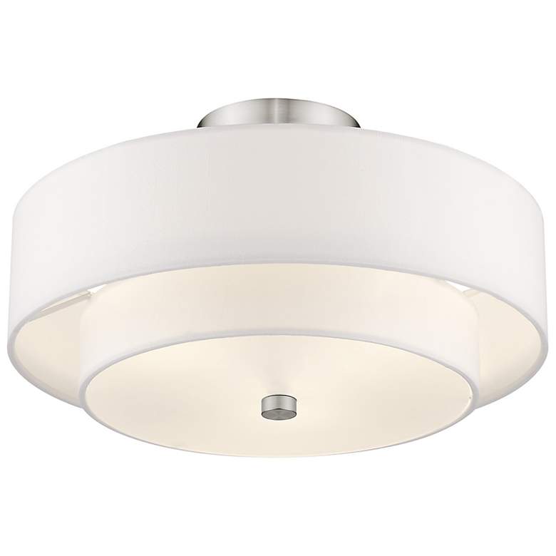 Image 7 Meridian 15" Wide Brushed Nickel Double Drum Ceiling Light more views