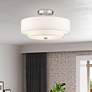 Meridian 15" Wide Brushed Nickel Double Drum Ceiling Light in scene