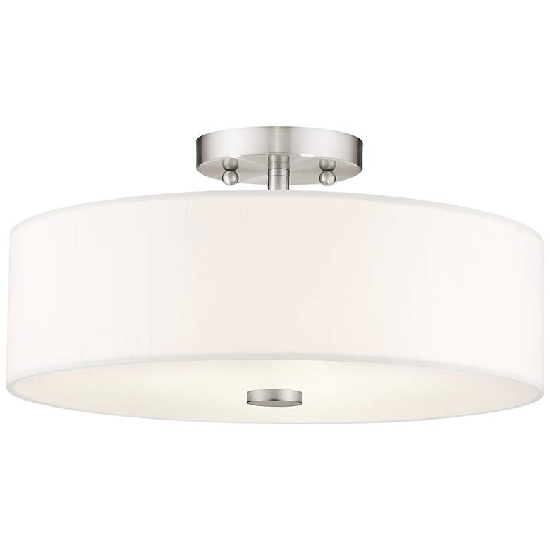 Image 3 Meridian 15" Wide Brushed Nickel Drum Ceiling Light