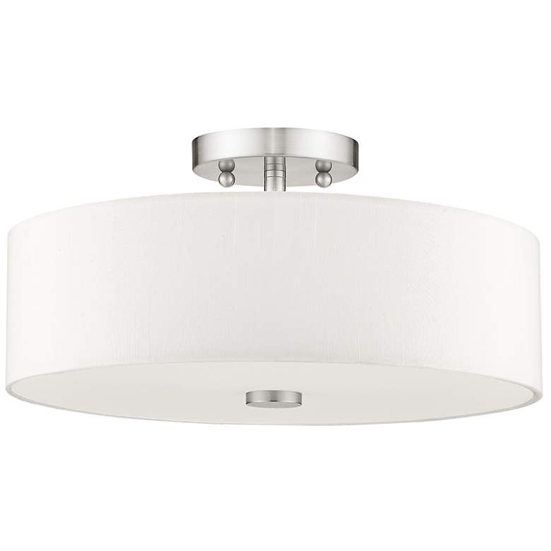 Image 5 Meridian 15" Wide Brushed Nickel Drum Ceiling Light more views