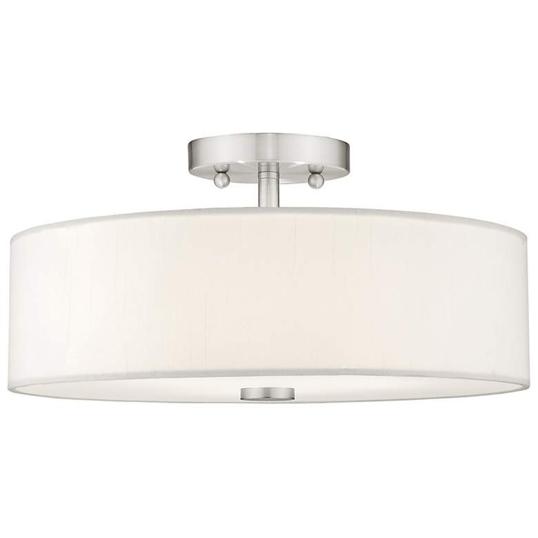 Image 6 Meridian 15" Wide Brushed Nickel Drum Ceiling Light more views