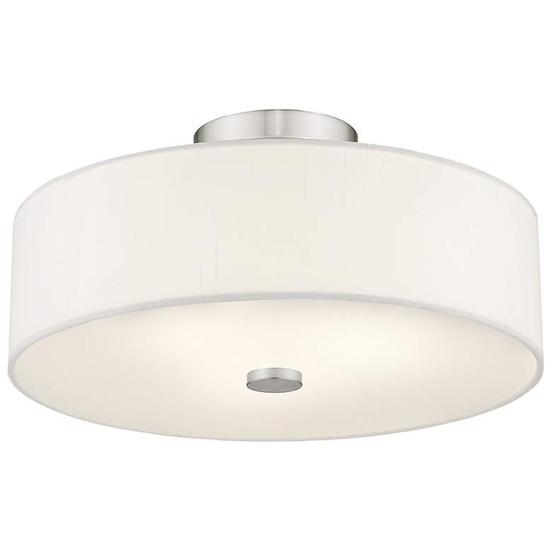 Image 7 Meridian 15" Wide Brushed Nickel Drum Ceiling Light more views
