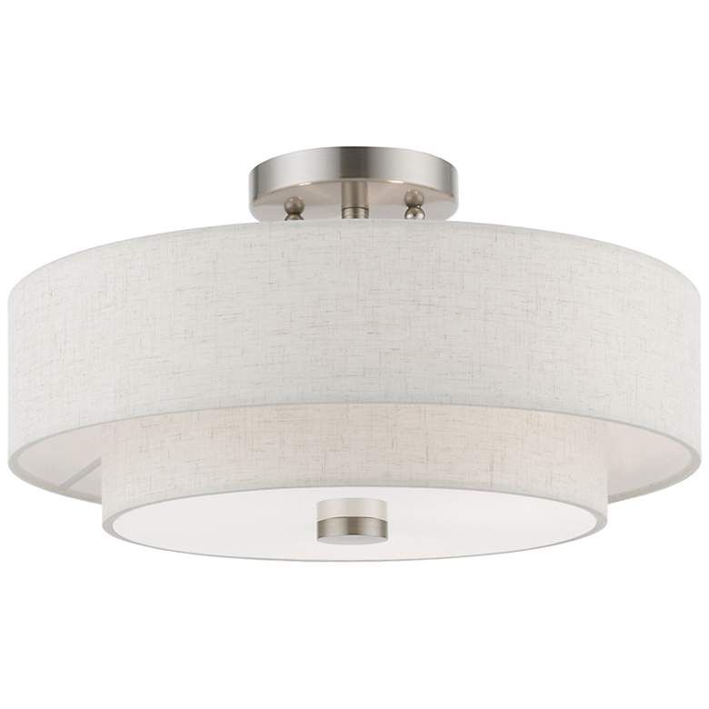 Image 3 Meridian 15" Wide Brushed Nickel Drum Ceiling Light