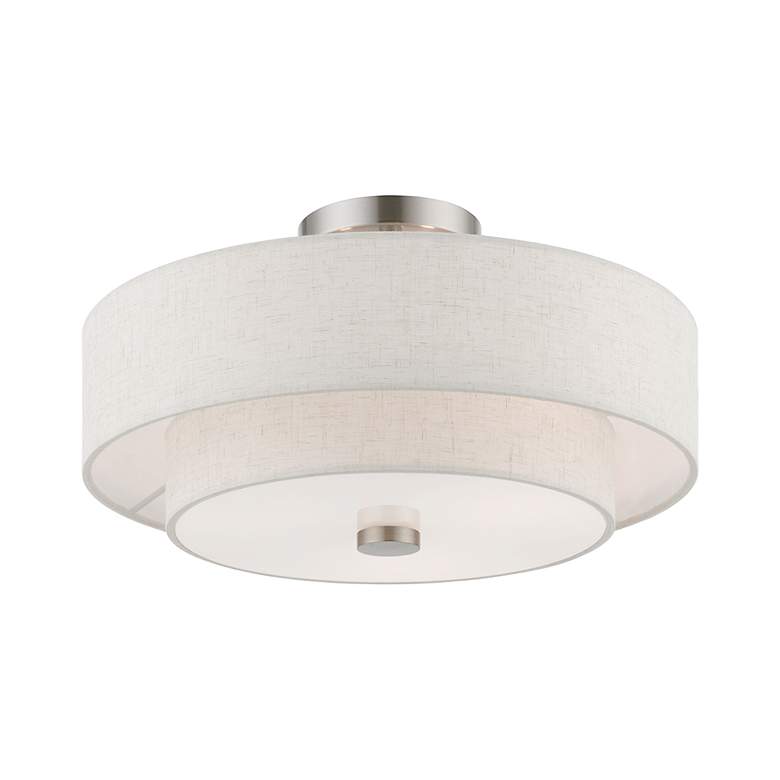 Image 4 Meridian 15" Wide Brushed Nickel Drum Ceiling Light more views