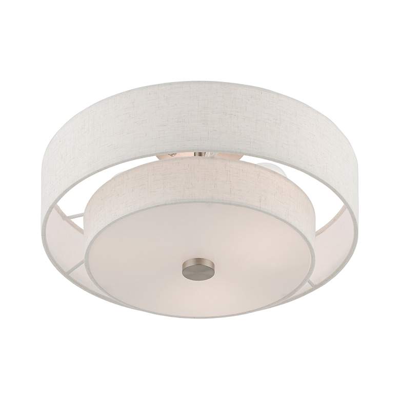 Image 6 Meridian 15" Wide Brushed Nickel Drum Ceiling Light more views