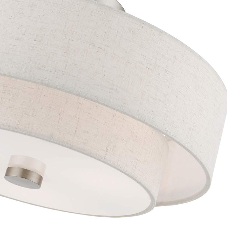 Image 7 Meridian 15" Wide Brushed Nickel Drum Ceiling Light more views