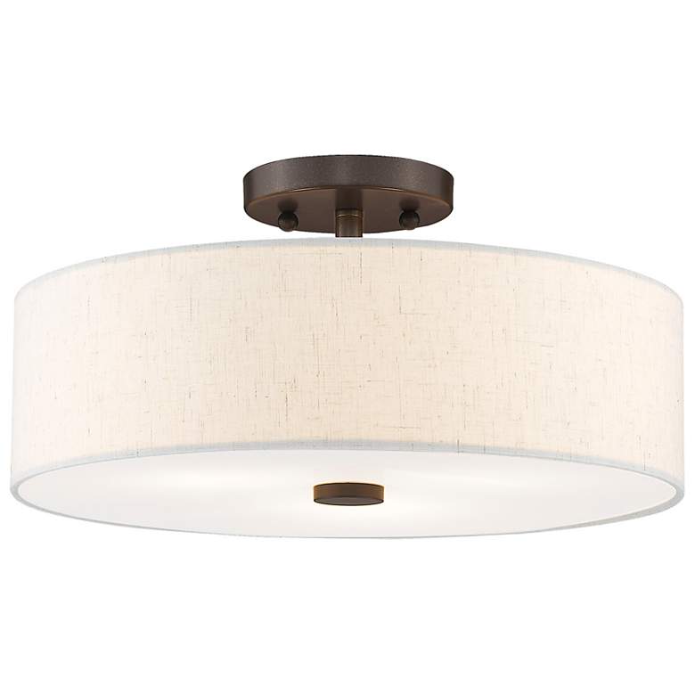Image 2 Meridian 15" Wide English Bronze Drum Ceiling Light