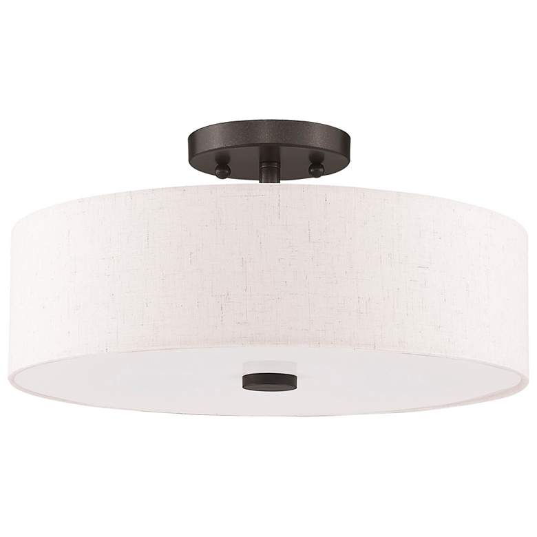 Image 3 Meridian 15" Wide English Bronze Drum Ceiling Light more views