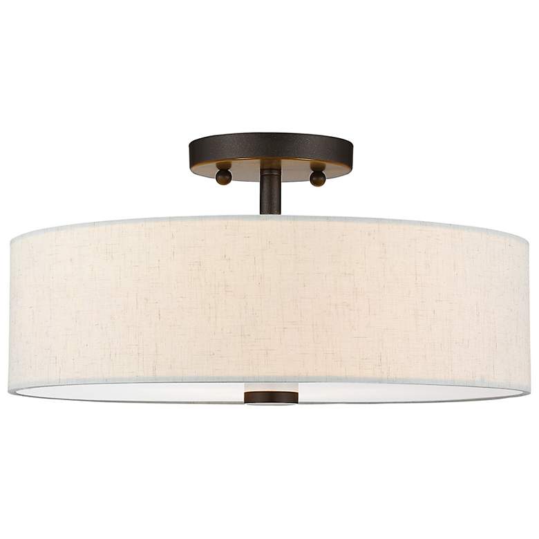 Image 4 Meridian 15" Wide English Bronze Drum Ceiling Light more views
