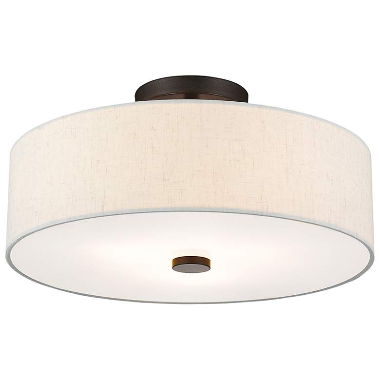 Image 5 Meridian 15" Wide English Bronze Drum Ceiling Light more views