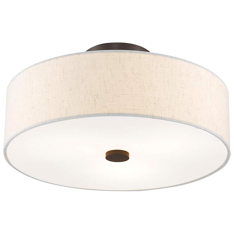 Image 6 Meridian 15" Wide English Bronze Drum Ceiling Light more views