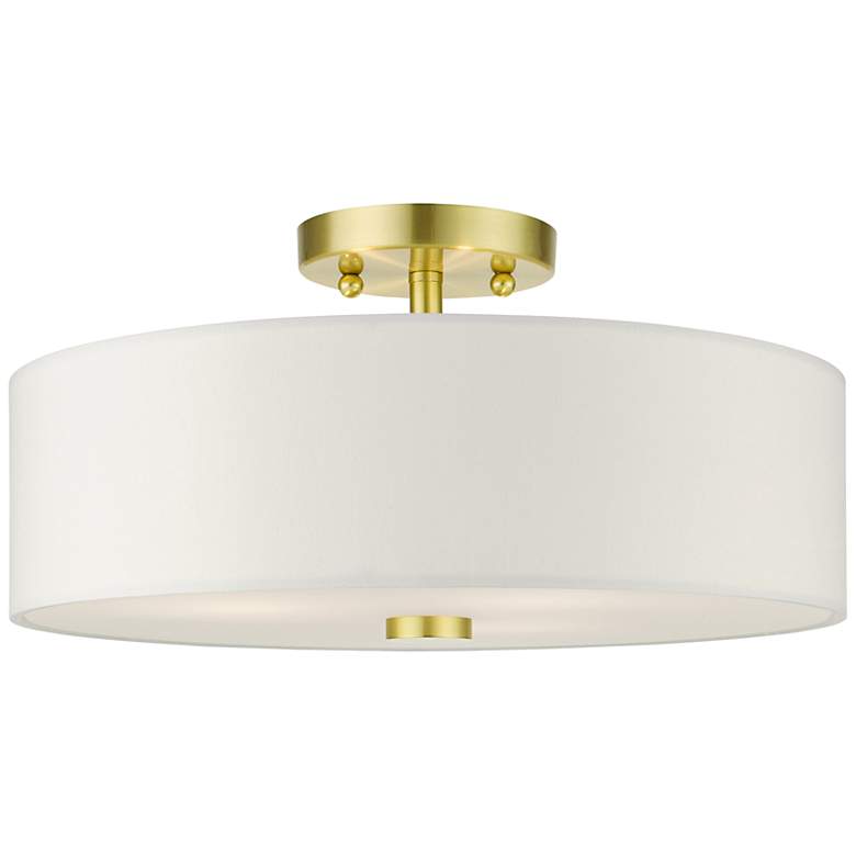 Image 3 Meridian 15" Wide Satin Brass Drum Ceiling Light
