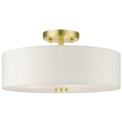 Meridian 15" Wide Satin Brass Drum Ceiling Light