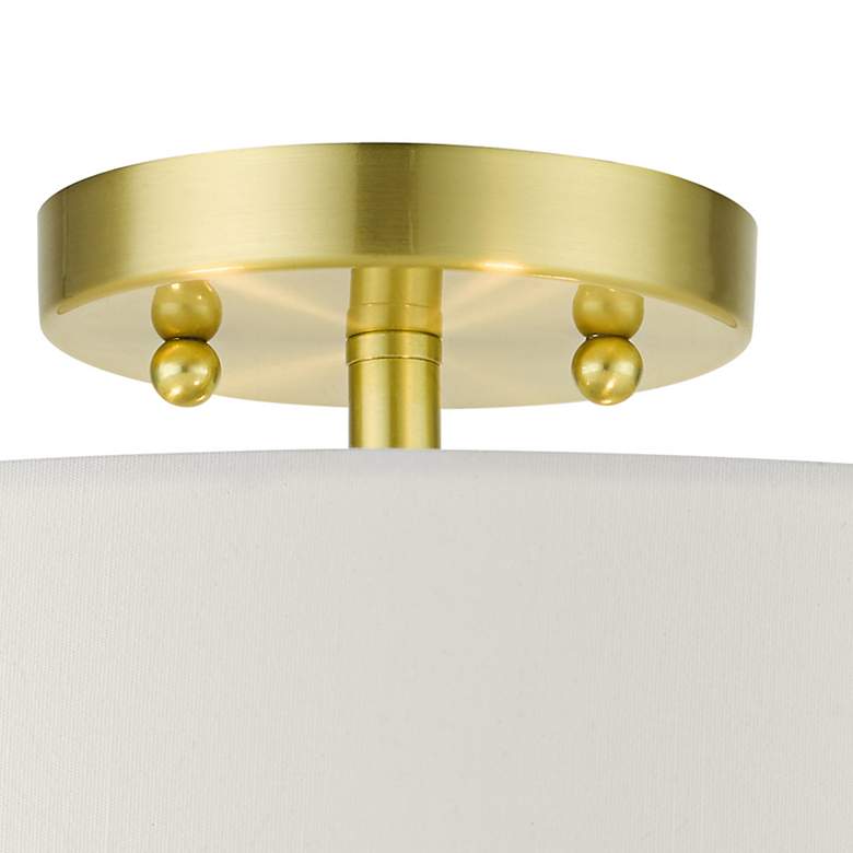 Image 6 Meridian 15" Wide Satin Brass Drum Ceiling Light more views