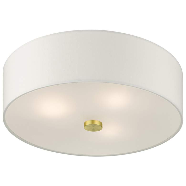 Image 7 Meridian 15" Wide Satin Brass Drum Ceiling Light more views