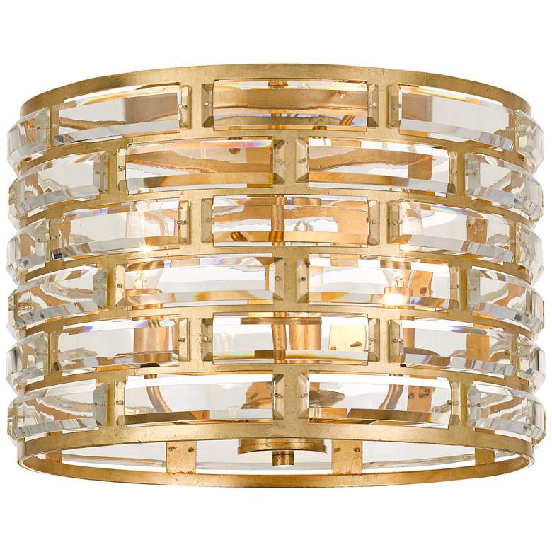 Image 2 Meridian 15 inchW Gold and Crystal Ceiling Light by Crystorama