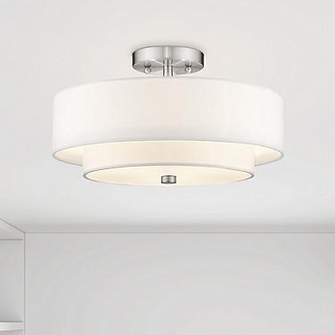 Meridian 15" Wide Brushed Nickel Double Drum Ceiling Light
