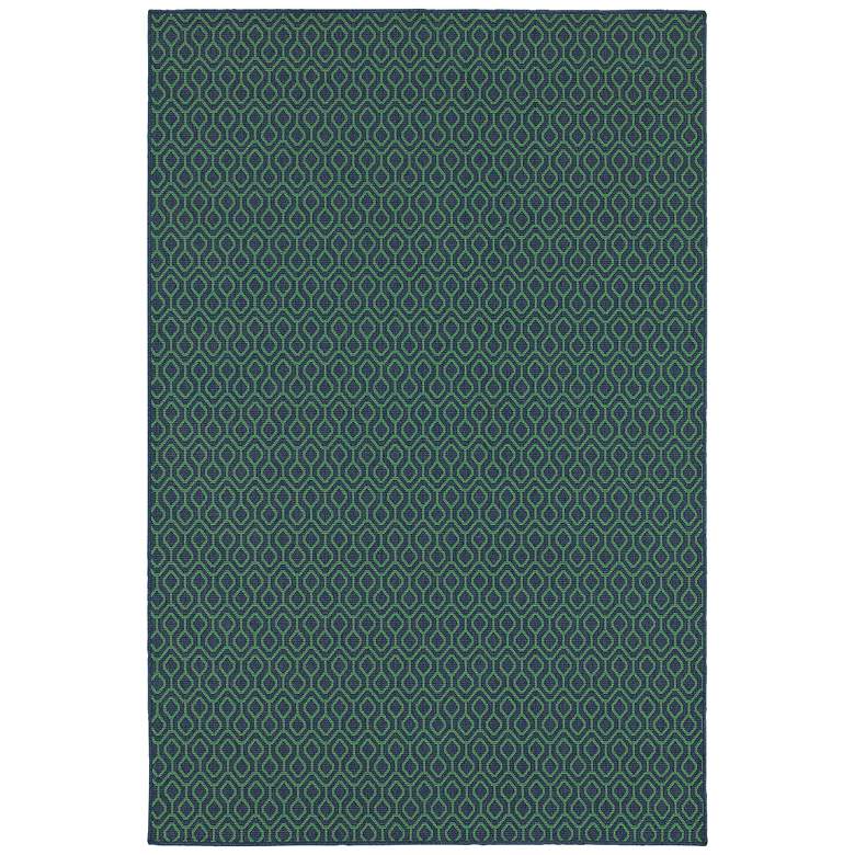 Image 2 Meridian 1634Q 5'3"x7'6" Navy and Green Outdoor Area Rug