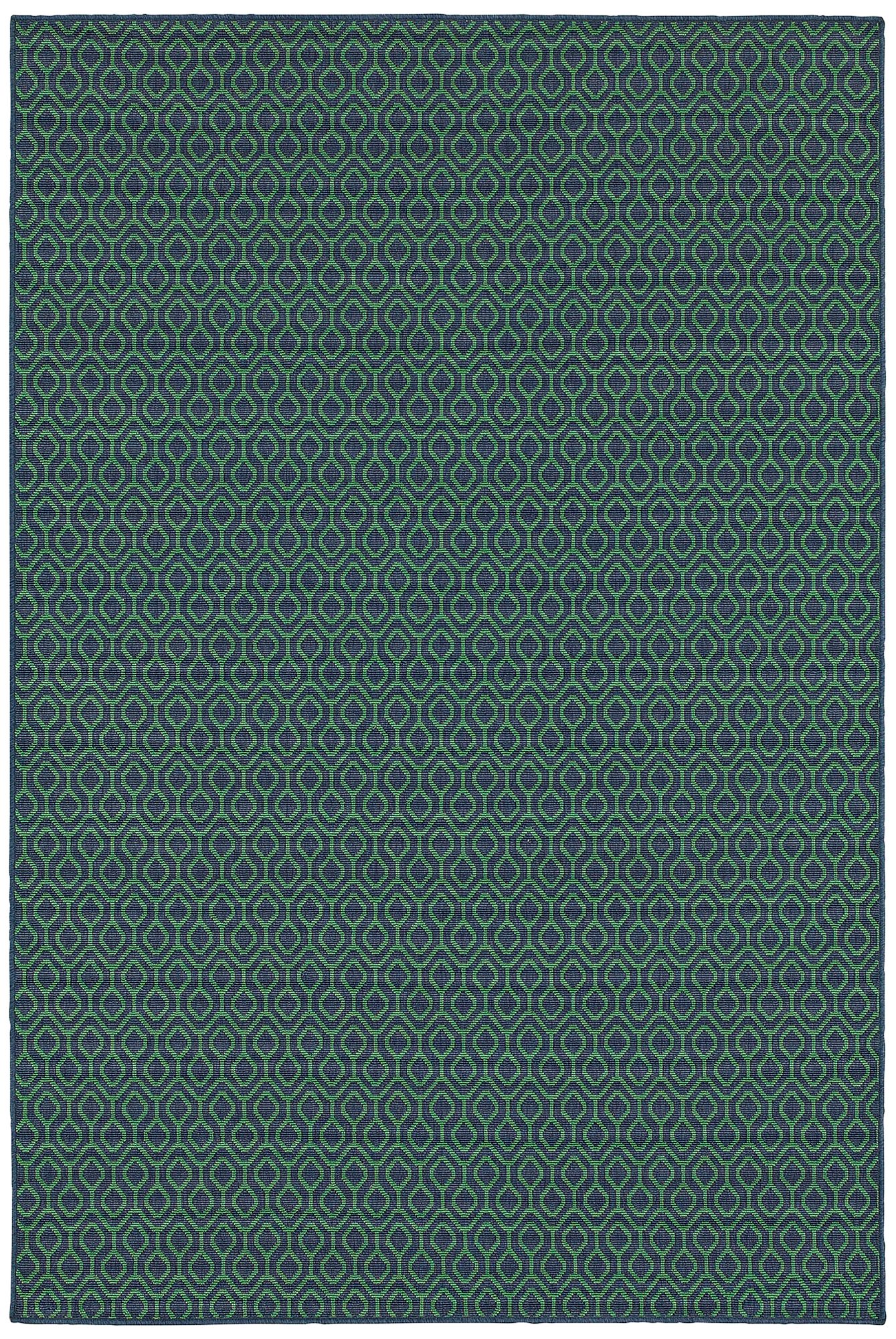 Thumbnail1 of Meridian 1634Q 8'6"x13' Navy and Green Outdoor Area Rug
